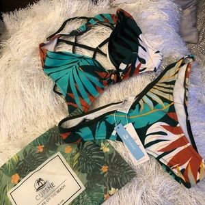 Cupshe Leafy Knotted High Leg Bikini - NWT - SZ: L